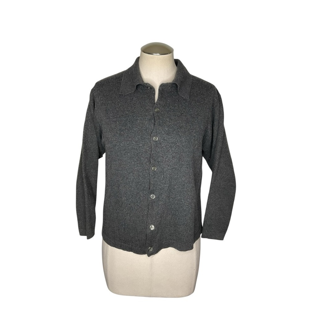 Brandini Italy 100% Wool Cardigan Gray Button Front XL